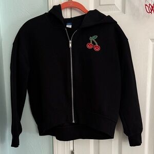 Old Navy Black Kids Hoodie with Cherry Embroidery